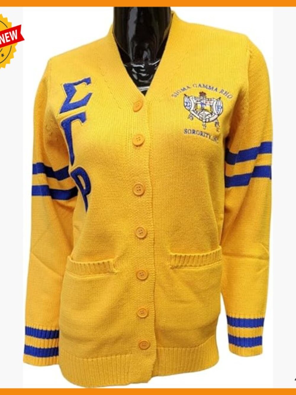 X-Large Acrylic Varsity Cardigan with Chenille Letters and 7-Button Closure